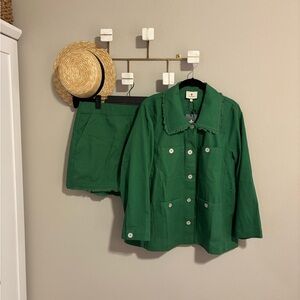 NWT Tuckernuck Palm Green Set Large Baldwin Jacket Jojo Shorts